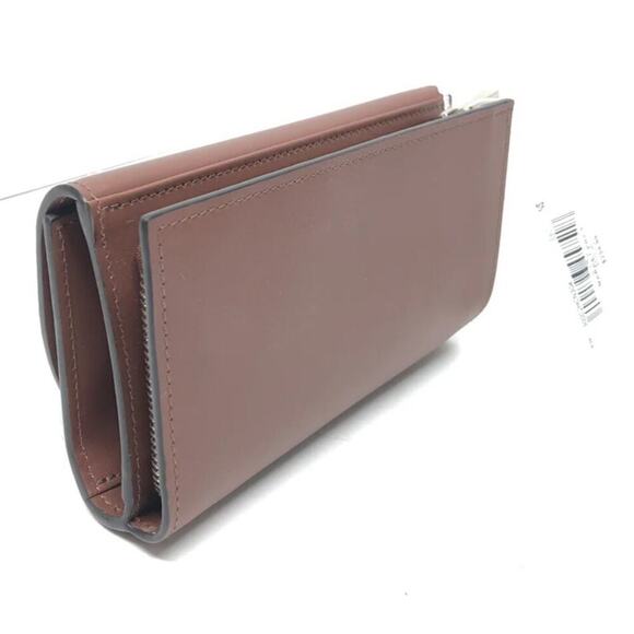 Longchamp Brown Leather Roseau Wallet Small New With Tags Silver Clasp - Picture 2 of 4